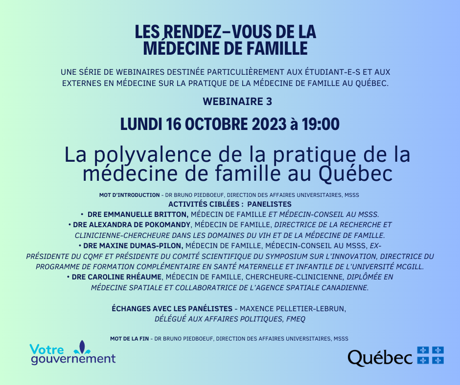 Rendez-Vous de la médecine de famille : La polyvalence de la pratique de la médecine de famille au Québec